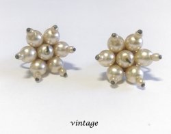 Vintage Pearl Clip On Earrings with Screw Back Clip circa 1960's
