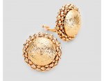 Large Gold Clip On Button Earrings Textured Finish 30mm