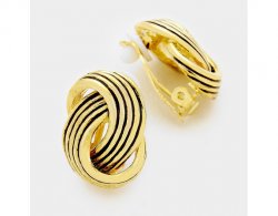 Twisted Knot Clip On Earrings, Gold with Black Highlight
