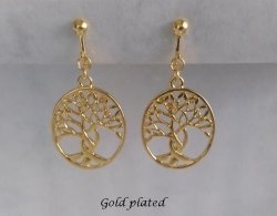 Tree of Life Clip On Earrings, Gold | Dazzlers Clip-on Earrings