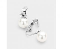 White Pearl Clip On Earrings Solo Petite 12mm