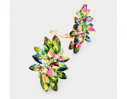 Rainbow Marquise Crystal Glamorous Clip On Earrings