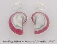 Sterling Silver Clip On Earrings, Nautilus Shell,Artisan Crafted