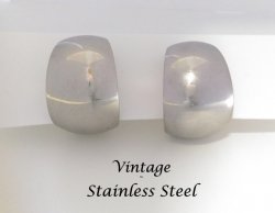 Vintage Hoop Clip On Earrings in Stainless Steel