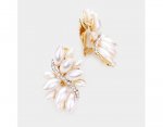 Marquise Style Glamorous Pearl Clip On Earrings Large
