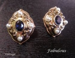 Vintage Clip On Earrings with Beautiful Faux Pearls & Crystals