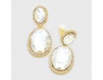 Classy Clip On Earrings with Clear Crystals, Gold Trim