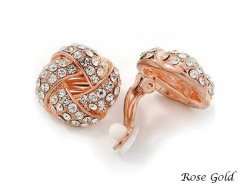 Dazzlers Clip On Earrings, Rose Gold Plated with Crystals
