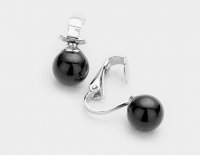 Clip On Pearl Earrings Elegant Petite Black Solo Pearl