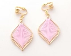 Pink Harp Fashion Clip On Drop Earrings, Gold | Dazzlers