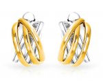 Clip On Earrings Half Hoop Combination of Gold and Silver