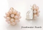 Freshwater Pearl Cluster Clip On Earrings, Cream