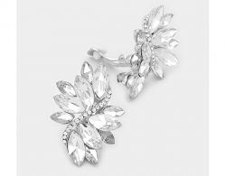 Dazzling Marquise Crystal Clip On Earrings, Retro Style