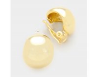 Classy Domed Gold Clip On Earrings Button Style