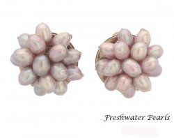 Freshwater Pearl Cluster Clip On Earrings, Lilac