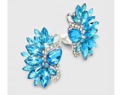 Gorgeous Aqua Marquis Crystal Clip On Earrings | Dazzlers