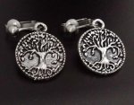 Clip On Earrings, Tree of Life, Antiqued Silver, Fashion Earring