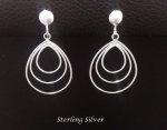 Clip On Earrings with Graduated Sterling Silver Teardrops
