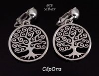 Clip On Earrings, Tree of Life, Sterling Silver, Celtic Style