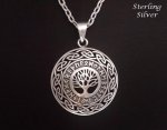 Tree of Life Necklace, Sterling Silver with Ancient Text, Celtic