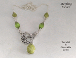 Necklace with Peridot and Lizardite in Ornate Sterling Silver