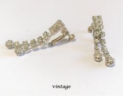 Vintage Screw Back Crystal Drop Clip On Earrings circa 1960's