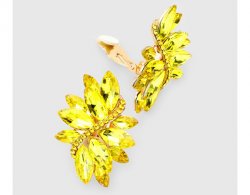 Large Yellow Marquis Crystal Clip On Earrings | by Dazzlers