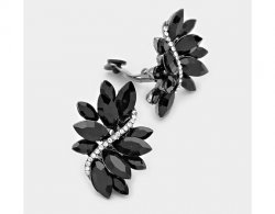 Black Marquise Crystal Statement Clip On Earrings, Large