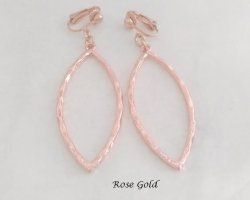 Clip-on Earrings, Rose Gold, Long Drop | by Dazzlers