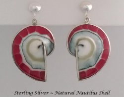 Clip On Earrings, Nautilus Shell, Sterling Silver | Dazzlers