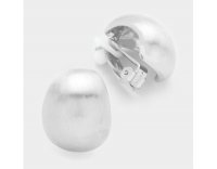 Classy Brushed Silver Clip On Earrings Button Style | Dazzlers