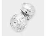 Large Domed Round Button Clip On Earrings Patterned Silver