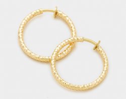 Gold Textured Hoop Clip On Earrings 30mm by Dazzlers