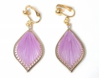 Clip On Drop Earrings Lavender Harp Style by Dazzlers