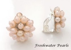 Freshwater Pearl Cluster Clip On Earrings, Cream