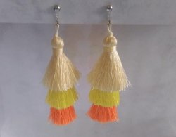 Clip On Tassel Earrings, Multi Layered, Bright Colours, Dazzlers