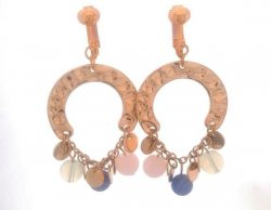 Horseshoe Bohemian Fashion Clip On Earrings, Gold with Beads