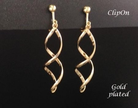 Clip On Earrings, Twist Style Gold Fashion Earrings by Dazzlers