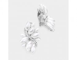 Impressive Pearl Clip On Earrings in a Marquise Style Cluster