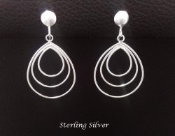 Clip On Earrings with Graduated Sterling Silver Teardrops