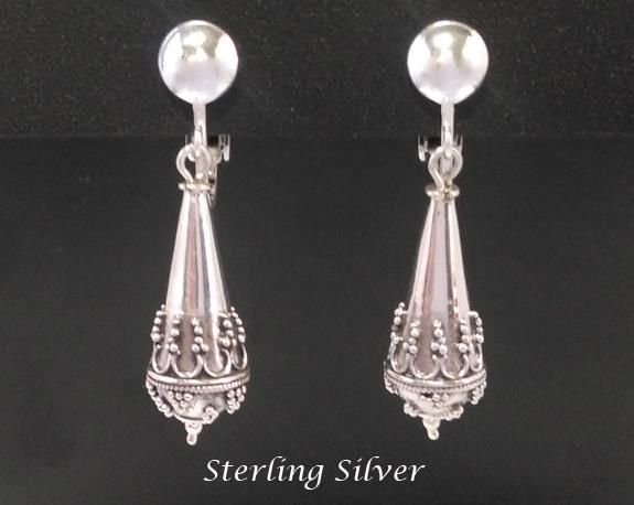 Classy 925 Sterling Silver Clip-On Earrings, Artisan Crafted - Click Image to Close