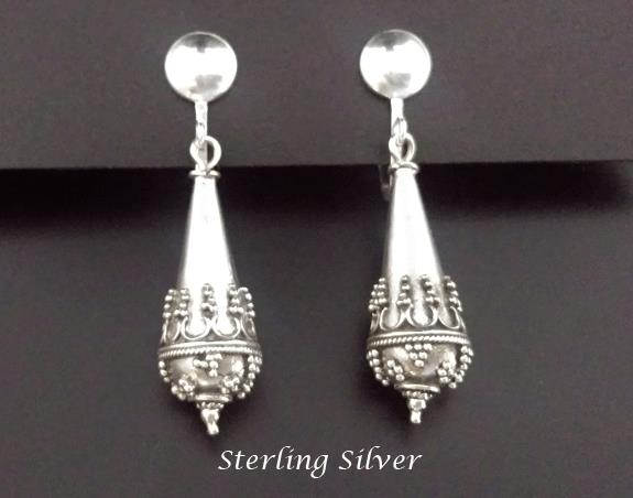 Classy 925 Sterling Silver Clip-On Earrings, Artisan Crafted - Click Image to Close