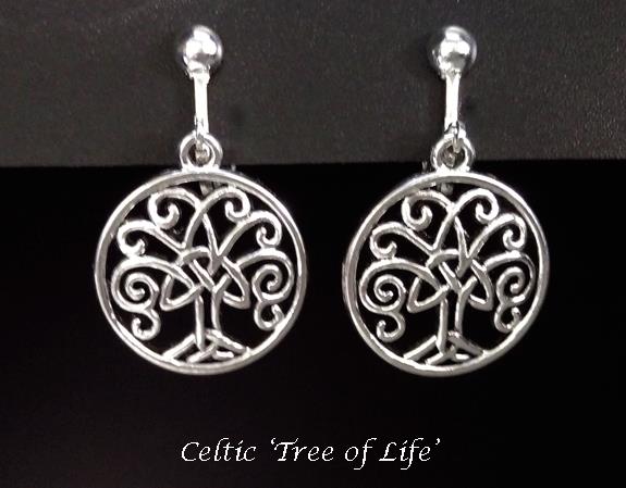 Clip On Earrings, Tree of Life, Celtic | Dazzlers Earrings - Click Image to Close